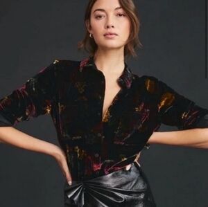 Pilcro Hadley Floral Velevt Shirt